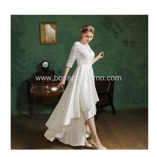 Best A-Line Sleeves Short Petite tea length wedding dress